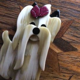SOLD A Shih Tze Dog Brooch by Lea Stein of Paris - Chinese Lion Dog Pin
