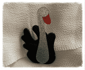 SOLD A Swan Brooch by Lea Stein,Paris - Swan Pin Black, Silver Glitter and Red Beak