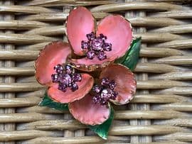 SOLD A Vintage Pink Blossom Brooch signed Weiss - Pink Flower Pin