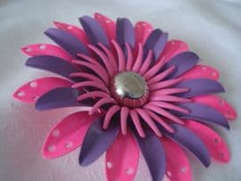 SOLD American 1960's  Flower Brooch in Hot Pink, Mauve and Dusty Pink