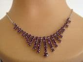 SOLD Amethyst Glass Art Deco Style Necklace - Circa 1960s