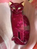 SOLD An Egyptian Cat Brooch by Lea Stein of Paris - Pink pearl