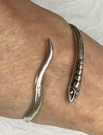 SOLD  Antique Silver Snake Armlet - Serpent Bangle - Dutch East Indies