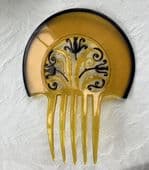 SOLD Art Deco Hair Comb - Faux Horn with Black by Auguste Bonaz - French 1920s