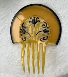 SOLD Art Deco Hair Comb - Faux Horn with Black by Auguste Bonaz - French 1920s