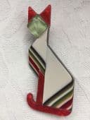 SOLD  Art Deco Style Cat Brooch by Lea Stein Paris _  Cubist Cat Brooch