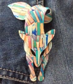 SOLD Artist Kandinsky style Fox brooch by Lea Stein of Paris