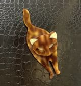 SOLD Attila the Cat Pin by Lea Stein of Paris - Brown Tortoiseshell Cat