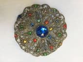 SOLD Bohemian Filigree Antique Jewelled Brooch circa 1920s
