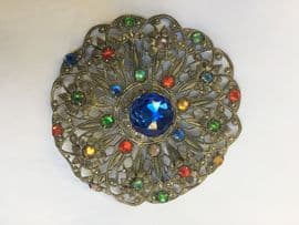 SOLD Bohemian Filigree Antique Jewelled Brooch circa 1920s