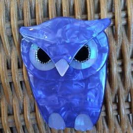 SOLD - Buba The Owl - Brooch by Lea Stein Purple Owl Pin