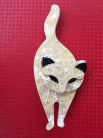 SOLD  Cream Cat Brooch -  Cat Pin by Lea Stein Paris