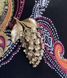 SOLD Crown Trifari Lilac Bloom Brooch - 1960s - 1970s Gold Plated Floral Pin