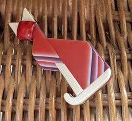 SOLD   Cubist Cat Brooch  - Art Deco Style Cat Pin by Lea Stein Paris