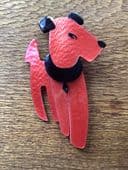 Sold Designer Dog Brooch -Ric  by Lea Stein Paris -   Red Terrier Dog Pin