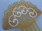 SOLD Downton  Style Diamante Celluloid Hair Comb 1910 -1930s - Blonde Colour