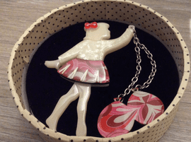 SOLD Erstwilder Brooch - Bev and the Flying Balloon