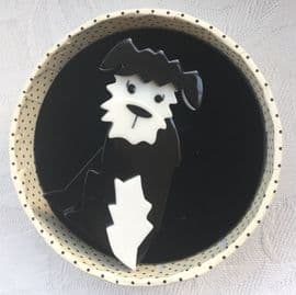 SOLD Erstwilder Scruffy Dog Brooch - Limited Edition Black and White Dog Pin