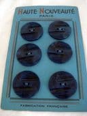 SOLD French 1930's Art Deco Marbled Blue Buttons on Original Card