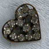 SOLD Heart Crystal Brooch - Early 20th Century Lace Pin