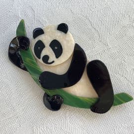 SOLD Iconic Panda  Brooch by Designer Lea Stein Paris