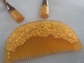 SOLD  Japanese Vintage Hair Comb Set - 1930s - 1940s Showa Era - Kogai and Kushi
