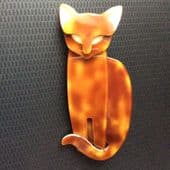 SOLD Lea Stein Egyptian Cat Brooch in Tortoiseshell Browns - Cat Pin