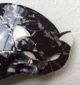 SOLD Lea Stein Gomina the Cat Brooch in Glitter Silver, Black and White