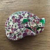 SOLD Lea Stein Paris - Retro  Green Eyed Cat Brooch  - Liberty Floral Prints
