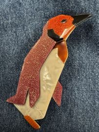 Sold LEA STEIN  Penguin Brooch - Lamé Fabric Layers