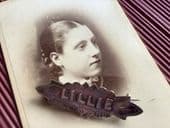 SOLD LILLIE - Victorian Silver Name Pin - Hallmarked Chester 1898