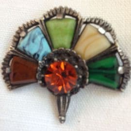 SOLD Miracle Brooch in the form of a Jewelled Plume - Vintage