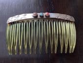 SOLD Native American Hair Comb - Sterling Silver with Real Coral and Turquoise Decor