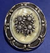 Sold Oval Scarf Ring in Silver Coloured Aluminium - Four Daisies