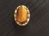 Sold Real Tigers Eye Stone Tie Tack - Vintage Circa 1970s - Gold Plated Gem Set Tie Pin