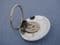 Sold Scarf Ring-1950s Aluminium - Rose on Mother of  Pearl - Silvertone