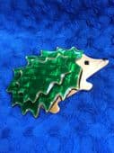 SOLD  Signed Lea Stein, Paris Hedgehog Brooch Bright  Green and Gold