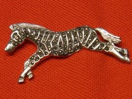 SOLD  Silver and Marcasite Zebra Brooch