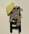 SOLD Sparkle Silver Frog On Ladder Waves His Yellow Hat! Brooch Signed Lea Stein, Paris