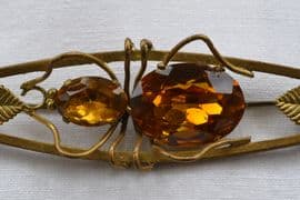 SOLD Spider Brooch - 1930s Amber Crystal Jewels
