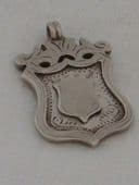 SOLD Sterling Silver Shield Fob Medal - Hallmarked 1913 with Rose Gold Cartouche on the reverse