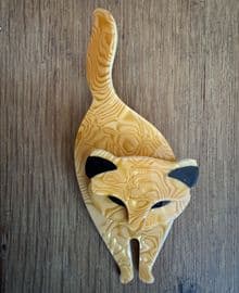 Sold Swirled Orange Cat Pin by Lea Stein of Paris- - Bacchus the Cat