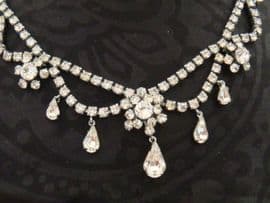 SOLD Vintage Diamante Necklace with Swag, Flower and Peardrop Detail