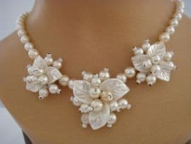 Sold Vintage Floral Pearl Necklace - 1940s Necklace - Bridal Necklace