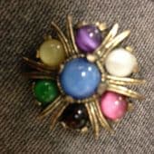 SOLD Vintage signed 'Miracle' Brooch with Satin Glass Jewels