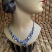 SOLD. . 1950s Vintage Necklace in rare colour-change Neodymium Glass Crystal - Lilac to Aquamarine