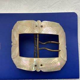 SOLD. 19 th Century carved Mother-of-Pearl Buckle - Leaves Design