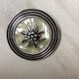 SOLD. 1950s Edelweiss Scarf Ring - Aluminium Scarf Clip