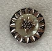 SOLD. 1950s Eidelweiss Scarf Ring - Pink Rose Tone Aluminium Metal Scarf Clip