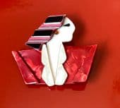 SOLD. A 'Carmen' or Joan Crawford Brooch by Lea Stein of Paris - Lovely Lady Pin